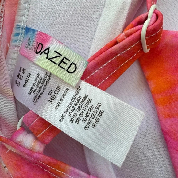NWT Sundazed Beka Tie Dyed Underwire Bow Bikini Top D Cup Size 34D - Picture 5 of 10